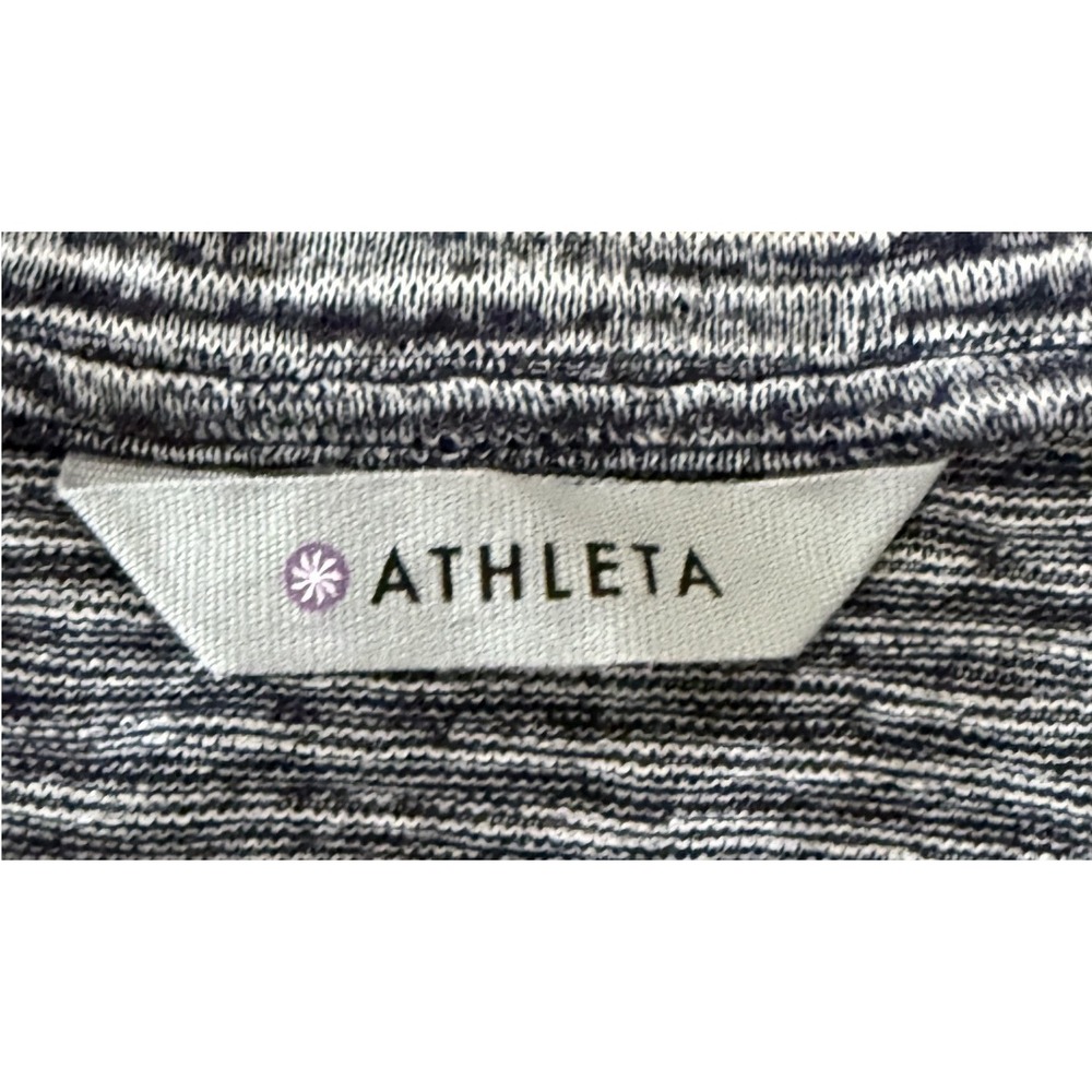 Athleta Cutout Breezy Top Medium Navy White Space Dye Long Sleeve 623389 - Picture 4 of 7